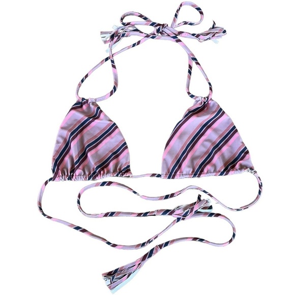 Acacia Swimwear Cannons Triangle Bikini Top That 70s Retro Stripe Fringe Large - Picture 3 of 10